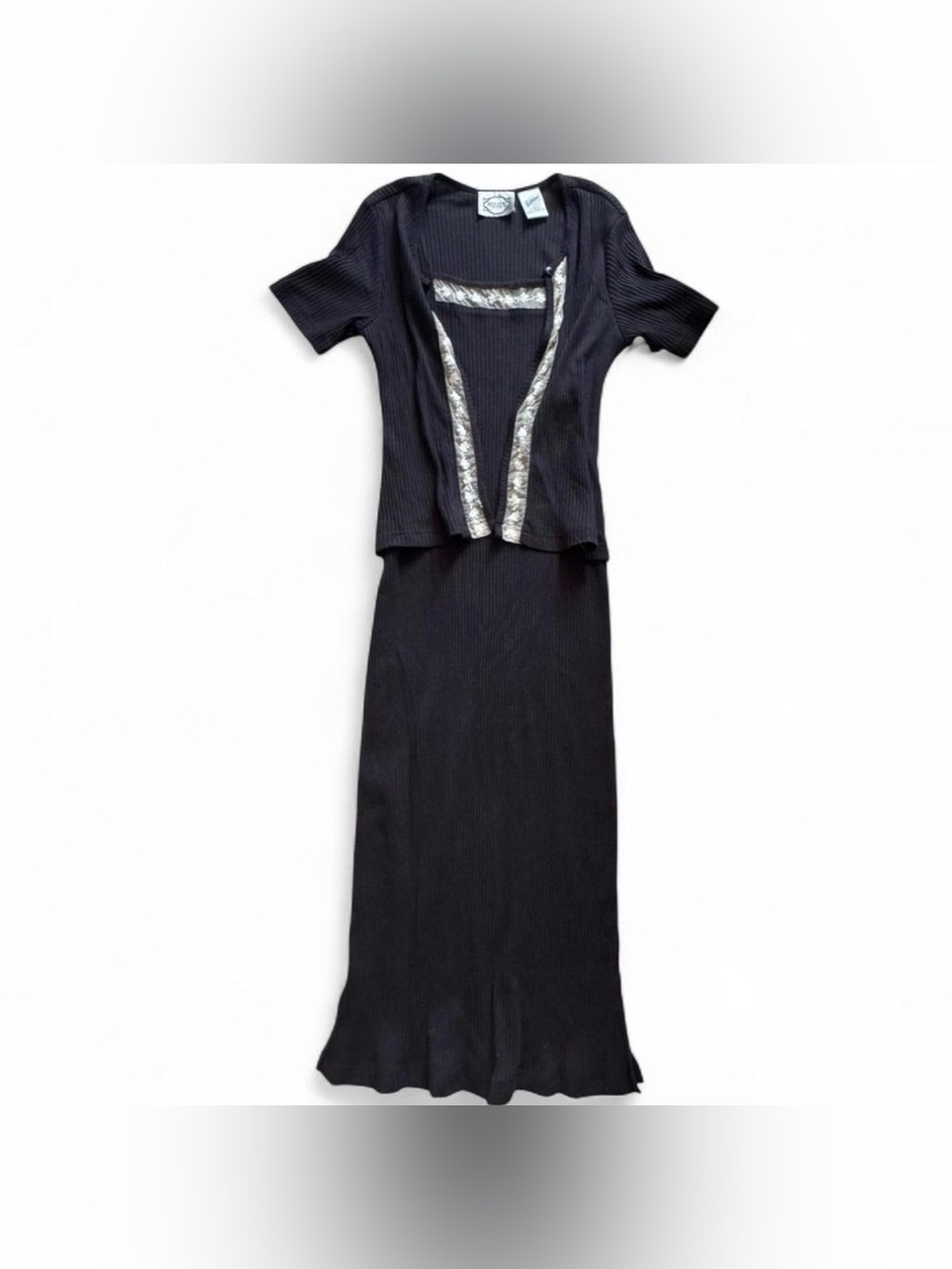 Vtg Lacey ribbed dress